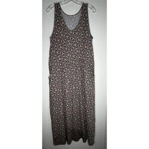 Garnet Hill Dress Womens Large Geometric Print Sleeveless Pockets Boho Casual